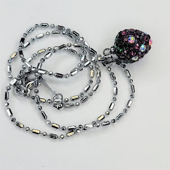 Heart Style Purple and Green Crystal Rhinestones Pendant Necklace - Picture 5 of 7